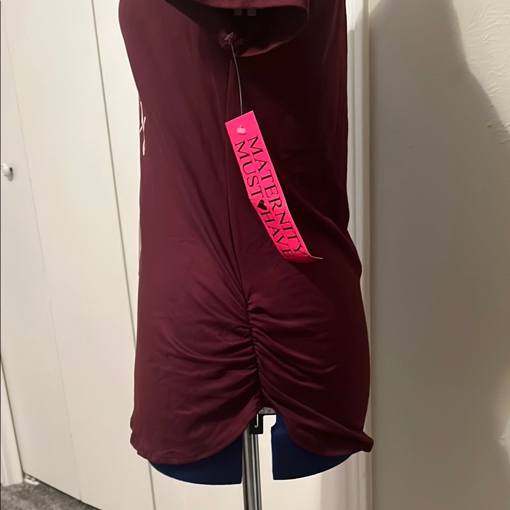 Violet & Ruby Bless This Belly Maroon Short Sleeve Maternity Tee - Size L - Picture 3 of 6